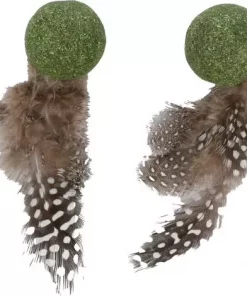 Kattleke Katti catnip ball med fjær grønn 2pk