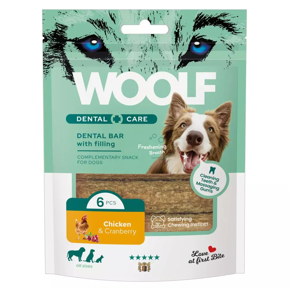 WOOLF Dental Bars: Kylling og tranebær 108gr