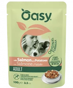 Oasy Dog Adult laks og poteter (pouch), biter i saus (100 gr)