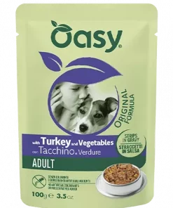 Oasy Dog Adult kalkun og grønnsaker (pouch), biter i saus (100 gr)