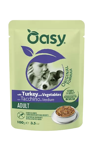 Oasy Dog Adult kalkun og grønnsaker (pouch), biter i saus (100 gr)