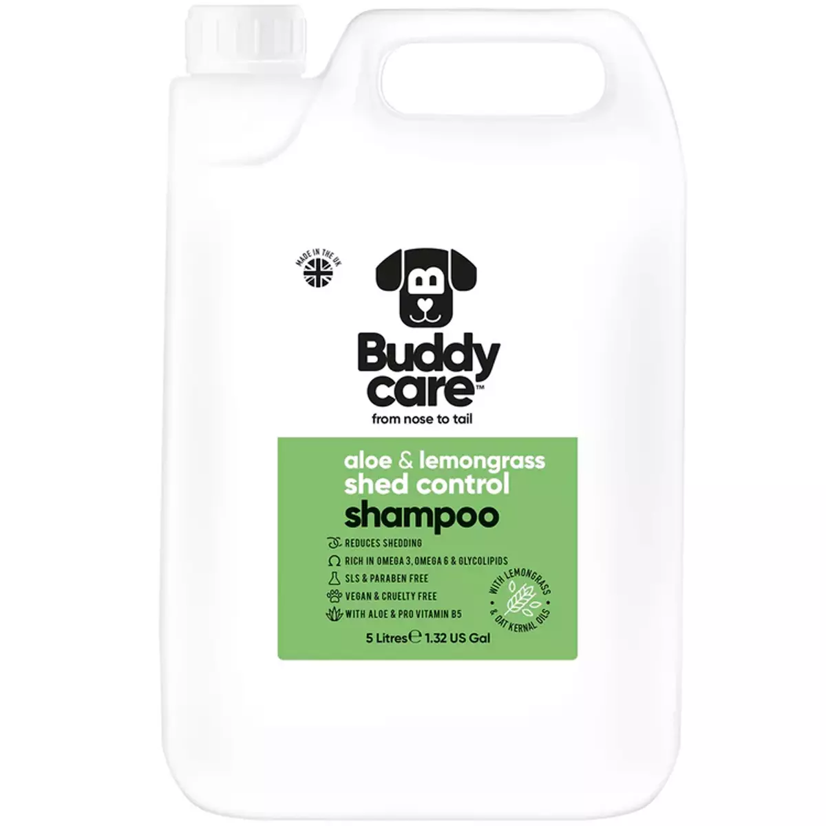 BuddyCare Dog Shampoo - Shed Control Aloe & Lemongrass - 5liter