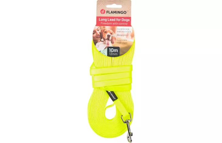 Dog Training and tracking leash Caspar Fluo yellow 15m 17mm