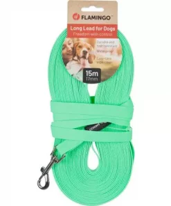 Dog Training and tracking leash Caspar Fluo mint green 15m 17mm
