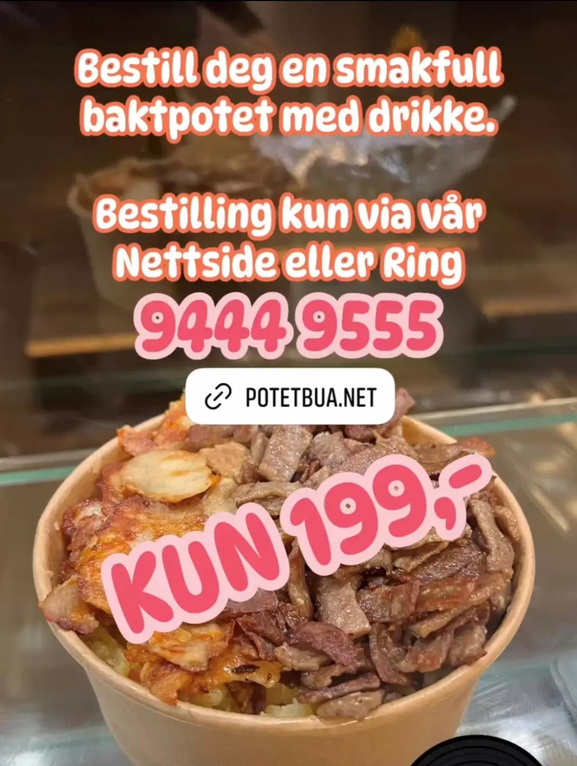 Bakt potet med drikke