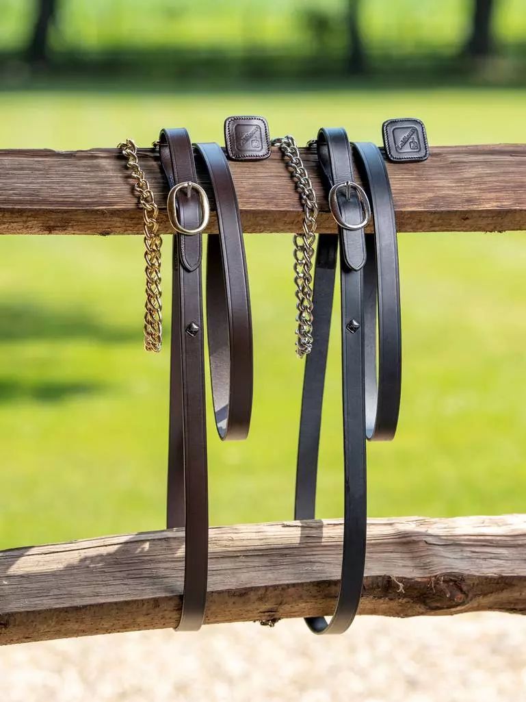 Le Mieux Leietau i skinn med kjetting Brown/Brass