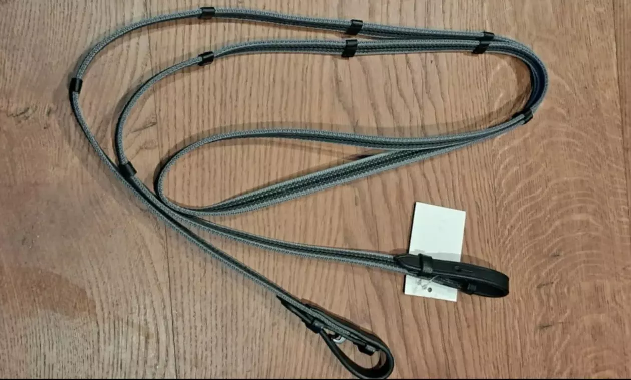 Hestagallery Supergrip Tøyler med stoppere, trinselukking - Grå