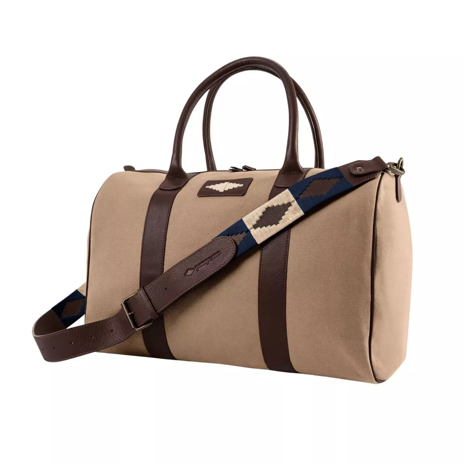 Pampeano Varon Small Travel Bag – Brown Leather And Sand Canvas