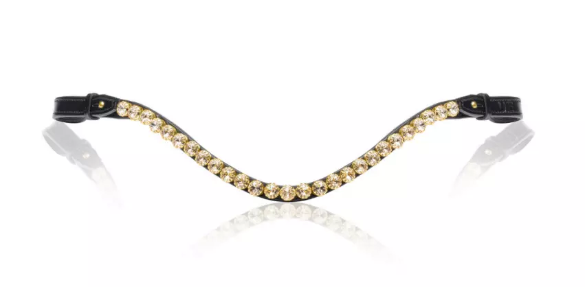 Utzon Emperor pannereim i svart lær med blanke krystaller