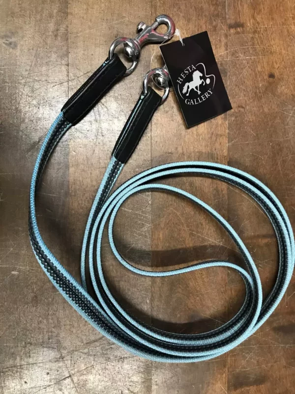 Hestagallery Supergrip Tøyle med stoppere, karabinkrok - Lys Blå