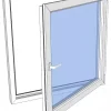 Vindu drei og vipp venstre PVC 1090x590 2-lag glass pr stk