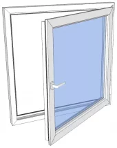 Vindu drei og vipp venstre PVC 1090x590 2-lag glass pr stk
