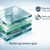 Glass 550x850mm 44.2 (8,76) klart herdet og laminert ESG/ VSG pr stk