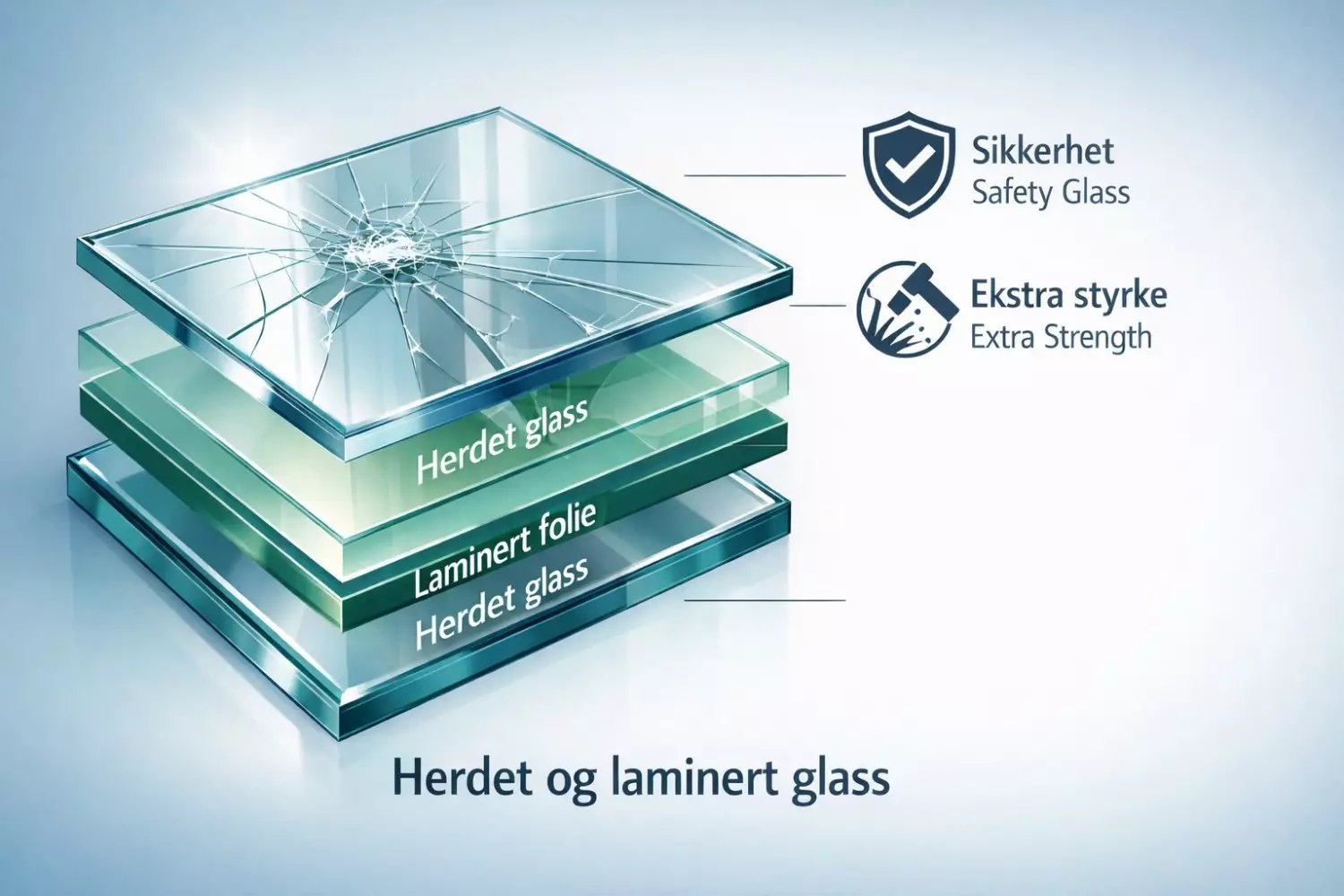 Glass 450x1000mm 88.4 (17,52) klart herdet og laminert ESG/ VSG pr stk