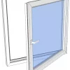 Vindu drei og vipp høyre PVC 590x590 2-lag glass pr stk