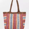 Stripe Straw Tote Bag