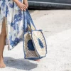 Raffia Flower Bag Blue
