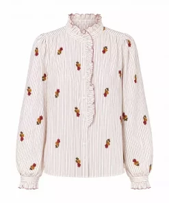 Striped Shirt With Embroidery
