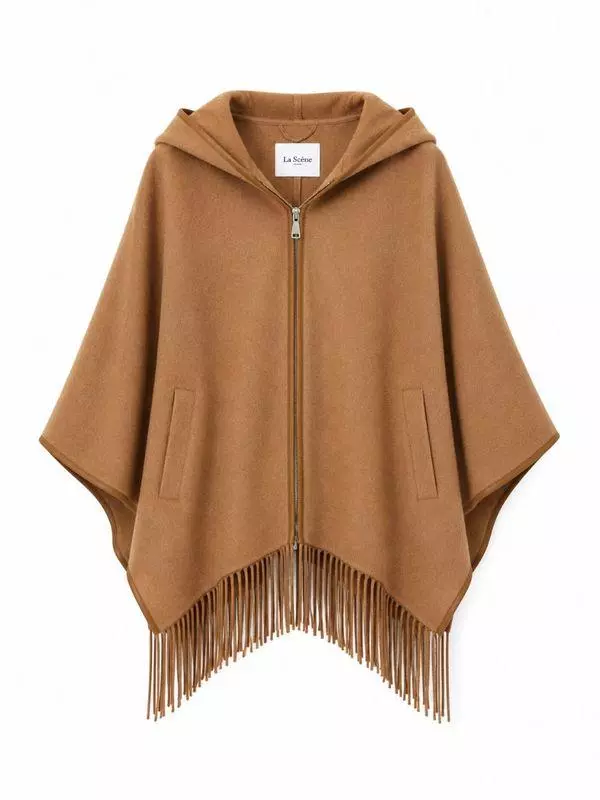 Wool Cape with Fringes