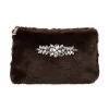 Faux Fur Standing Pouch W/Crystals