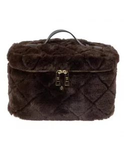 Faux Fur Quilted Vanity Bag Large