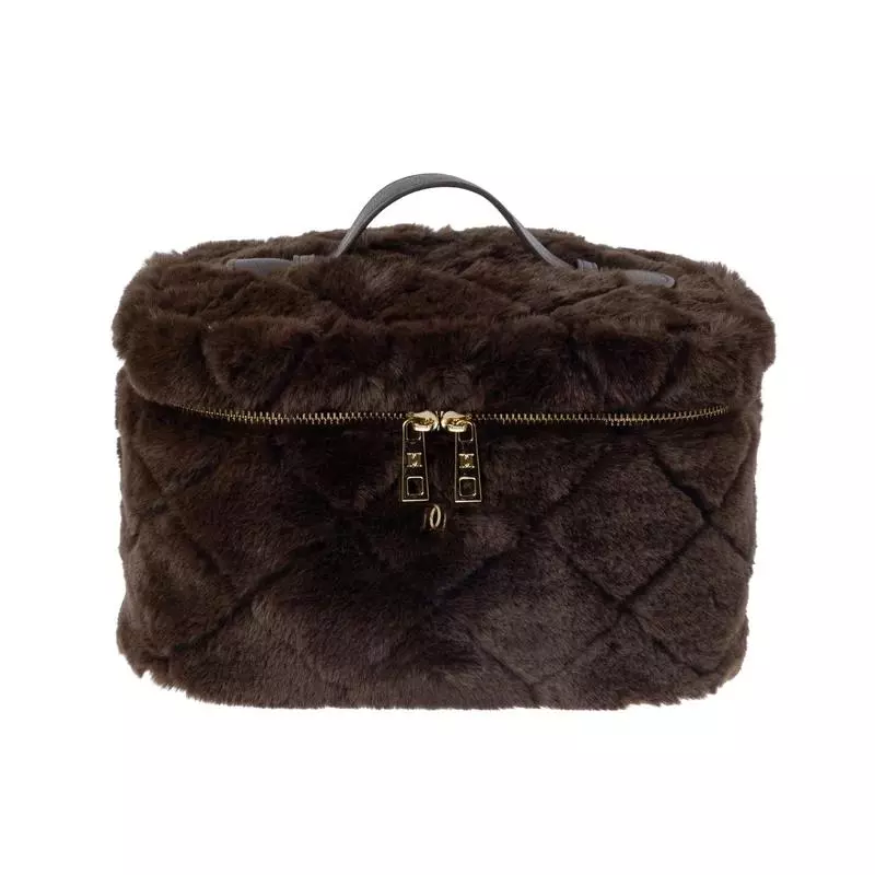 Faux Fur Quilted Vanity Bag Large