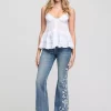 Floral Embroidered Flare Jeans - Grace In La