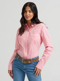 Lady's WEST RETRO BUTTON shirt - Pink - Wrangler