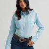 Button  Down Retro Shirt - Light Blue - Wrangler