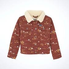 Wrangler - Girls Southwestern Print Denim Jacket - Burgundy