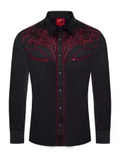 Red Embrodery Shirt - Rød Skjorte - Rodeo Clothing