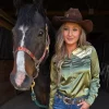 Embroidered Satin Pullover Button Up Lightweight - Cowgirls Tuff
