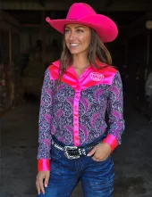 Cowgirl Tuff - Pullover Button Up - Pink