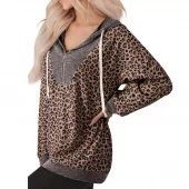 Ranch Life - Khaki Ribbed Leopard Print Sweatshirt