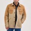 Wrangler Mens Mixed Canvas Chore Jacket Coat Chipmunk