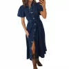 Sail Blue Long Denim Dress - Dear Lover