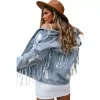 Fringe Glitter Denim Jacket - Ranch Life