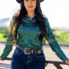 Emerald Sequin Button Up - Cowgirl TUFF
