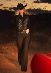 Lainey Wilson Black Flared Trousers - Wrangler