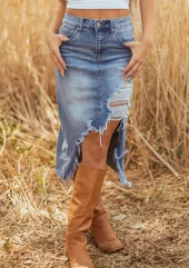 Denim Midi Skirt - Ranch Life