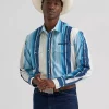 Men's Wrangler® Logo Long Sleeve Striped Shirt