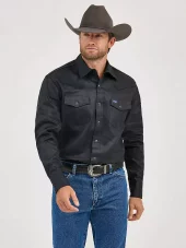 Cowboy Cut® Firm Finish Twill Western Snap Work Shirt - Black - Wrangler