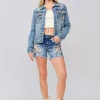 Grace in LA - Butterfly Embroidered Denim Jacket