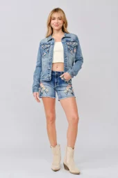 Grace in LA - Butterfly Embroidered Denim Jacket