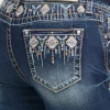 Grace in LA Aztec Colored Embroidery Yoke Bootcut Jeans