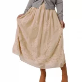 Oatmeal Embroidered Mesh Skirt - Ranch Life