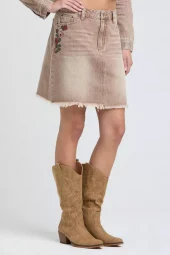 Grace In LA - Brown Skirt with flowers