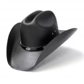 Black Straw Western Cattleman Hat with Silver Conchos - Western Express