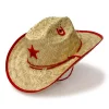 Kid's Palm Straw Sheriff Hat with Red Trim - Western Express