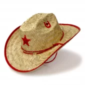 Kid's Palm Straw Sheriff Hat with Red Trim - Western Express